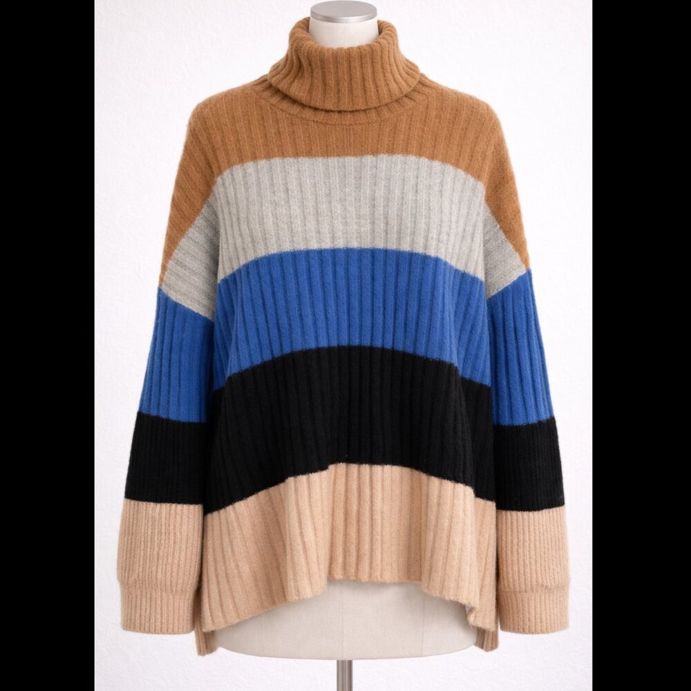 Altar’d State Colorblock Turtleneck Sweater Medium Multicolor Knit Pre-Owned